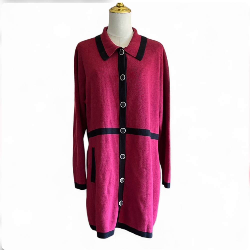 90s Vintage Liz Claiborne office casual knit dress SIZE 1X in Burgundy Red